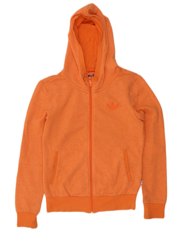 Damski sweter z kapturem i zamkiem błyskawicznym Adidas UK 8, mały, pomarańczowy, bawełniany