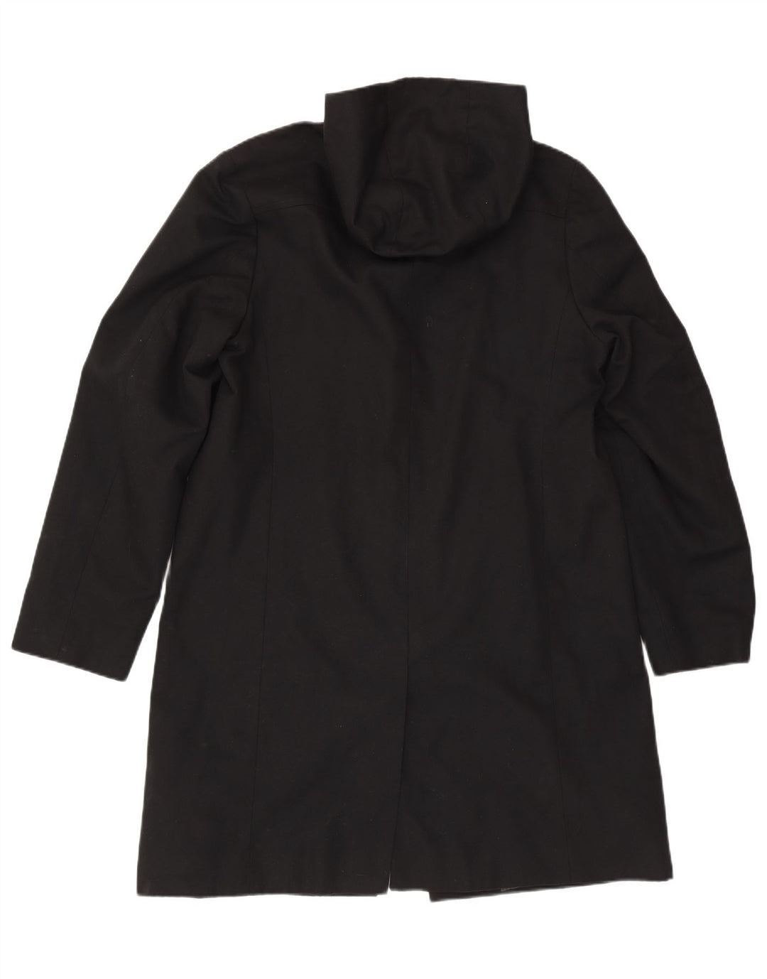 VINTAGE Mens Hooded Overcoat UK 40 Large Black Acetate