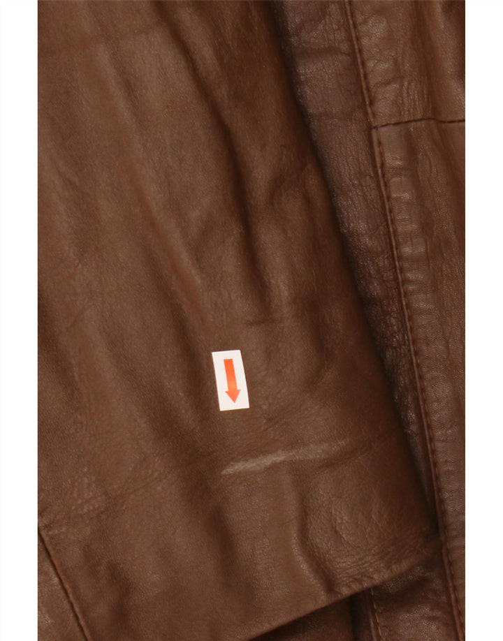 Vintage męska kurtka skórzana IT 54 2XL brązowa skóra