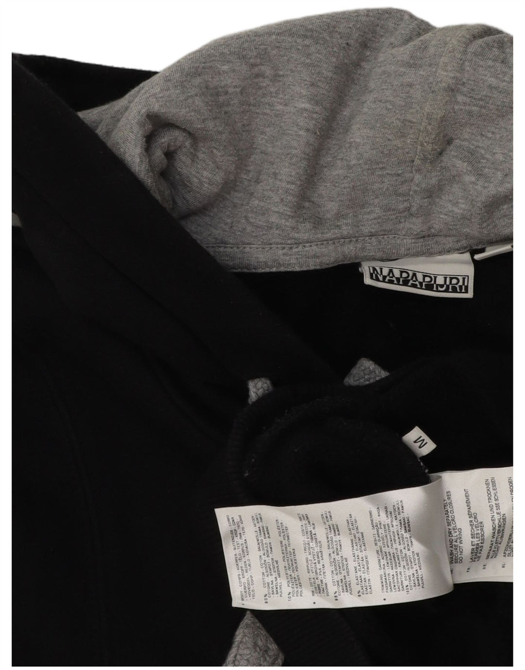 Męski sweter z kapturem i grafiką NAPAPIJRI, średni czarny, bawełniany