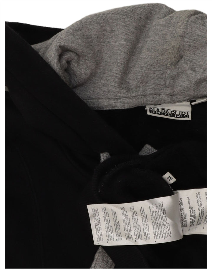 Męski sweter z kapturem i grafiką NAPAPIJRI, średni czarny, bawełniany