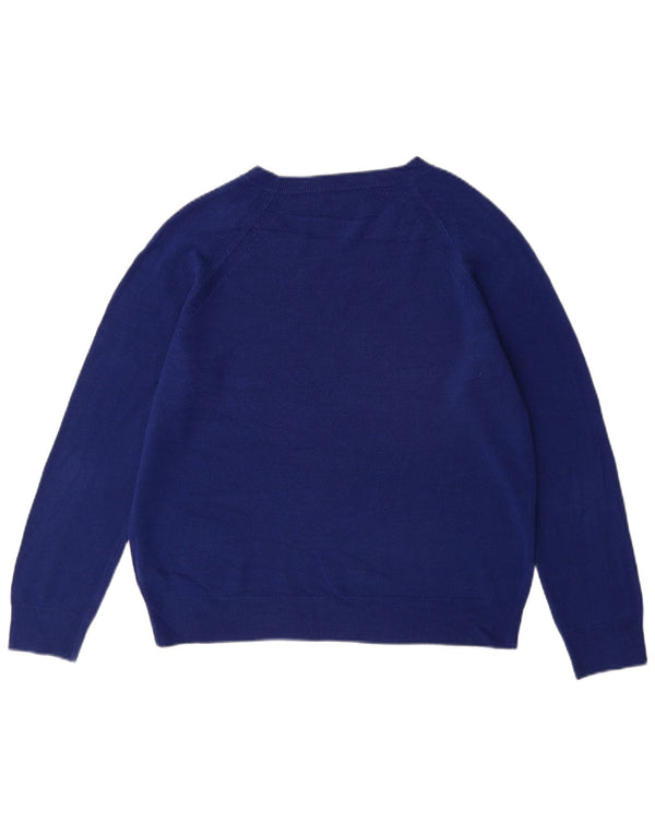Marks & Spencer Damski sweter z dekoltem w łódkę UK 16, duży, niebieski akryl