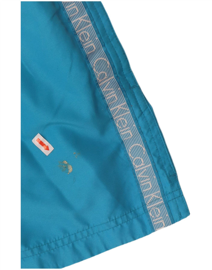 Męskie spodenki kąpielowe CALVIN KLEIN z grafiką, duże, niebieskie, poliestrowe