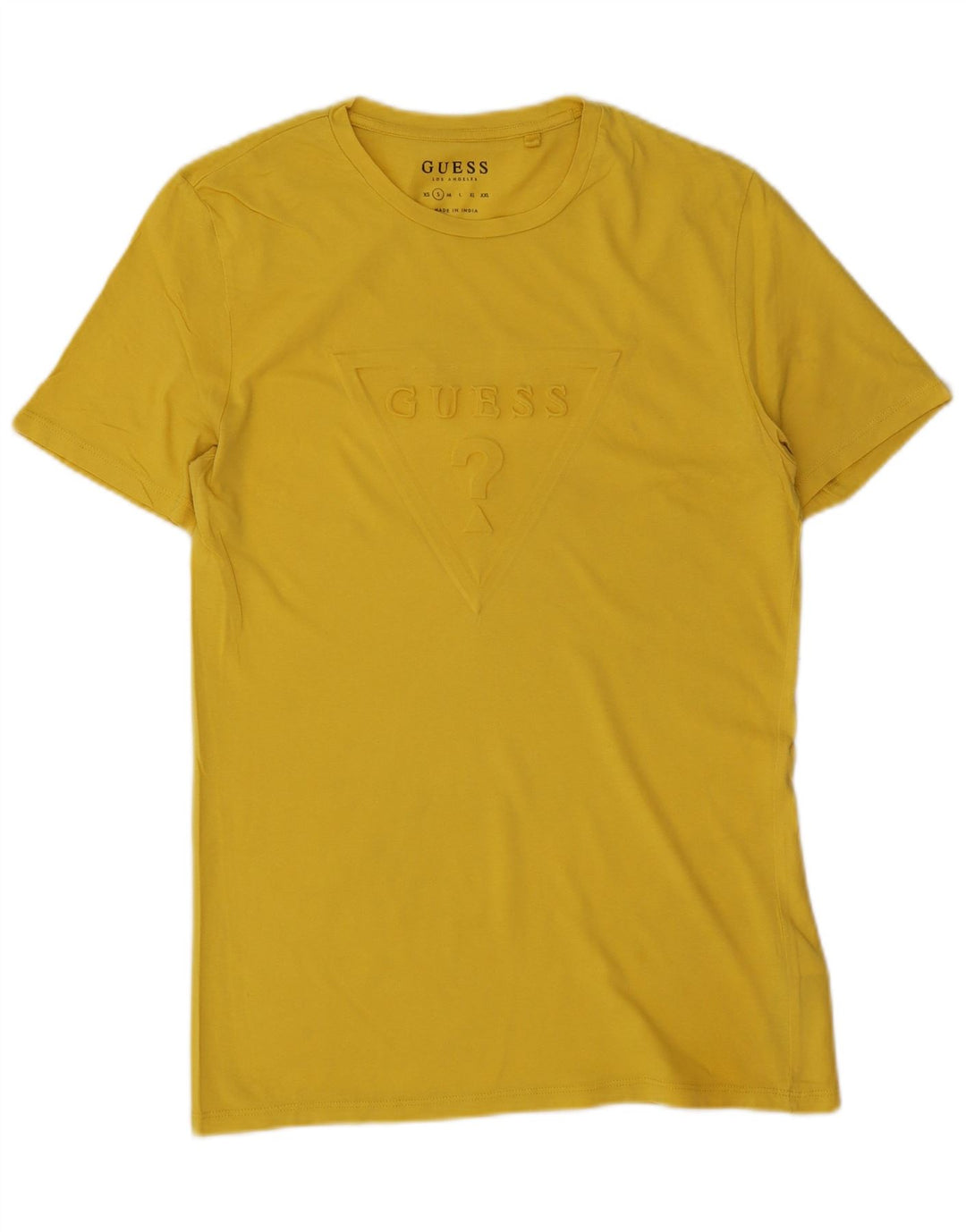 Męski T-shirt Guess z grafiką, mały, żółty, bawełniany