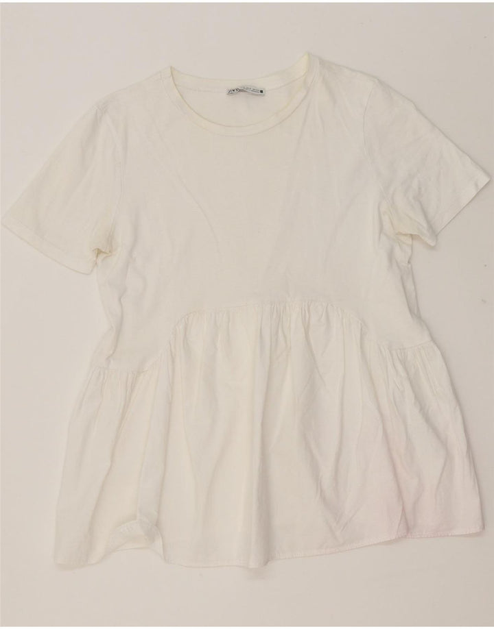 ZARA Womens Blouse Top UK 10 Small White Vintage Zara and Second-Hand Zara from Messina Hembry 