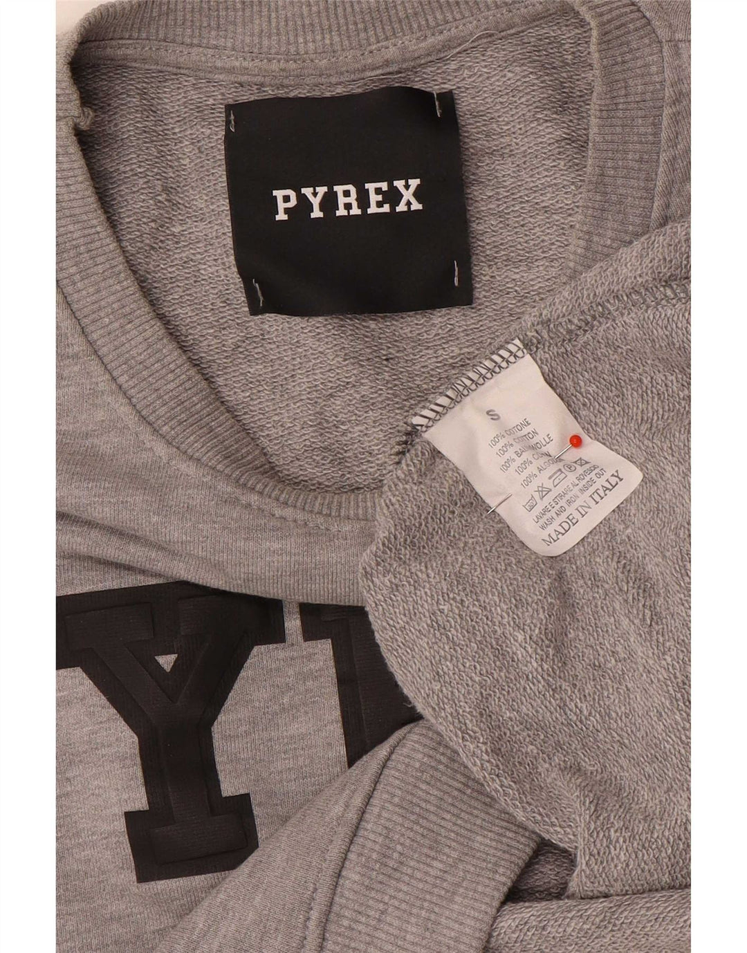 Damska bluza oversize z grafiką Pyrex, UK 10, mała szara