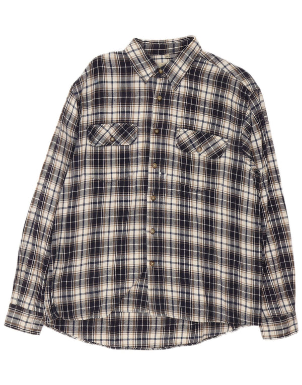 Vintage męska koszula flanelowa XL granatowa bawełniana kratka