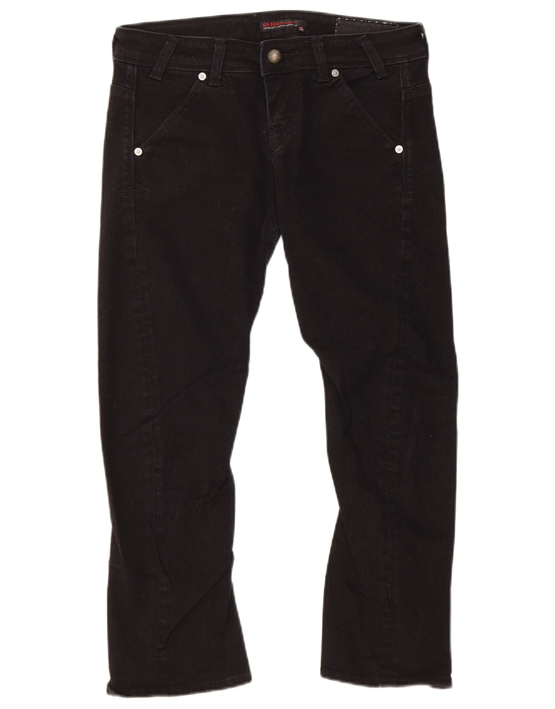 Guess Damskie Krótkie Jeansy W28 L23 Czarne Bawełniane