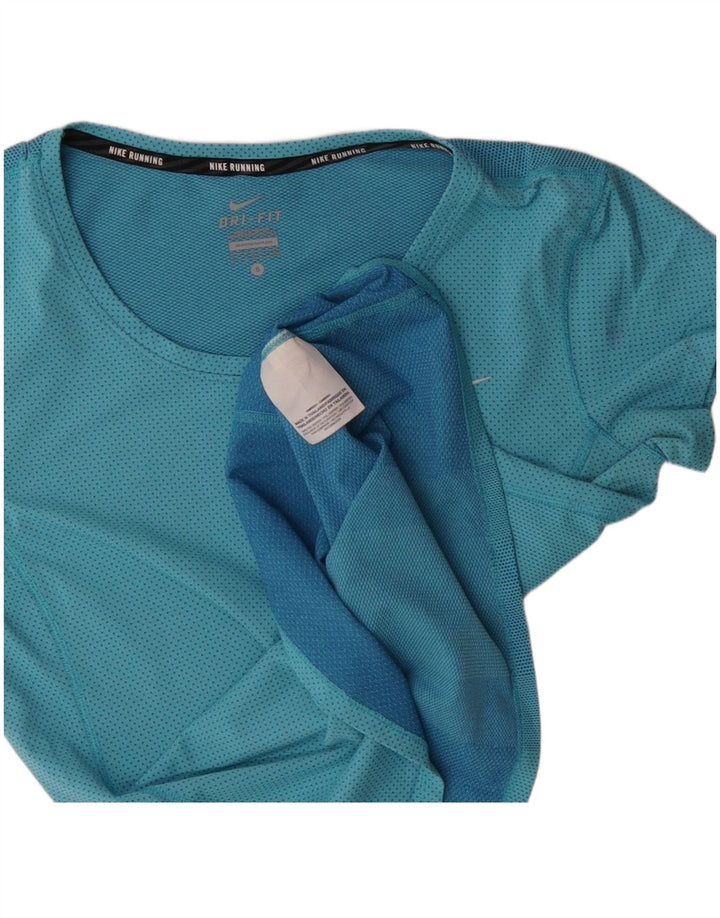 Damska koszulka Nike Dri Fit Top UK 10, mały, niebieski, poliester z blokami kolorów