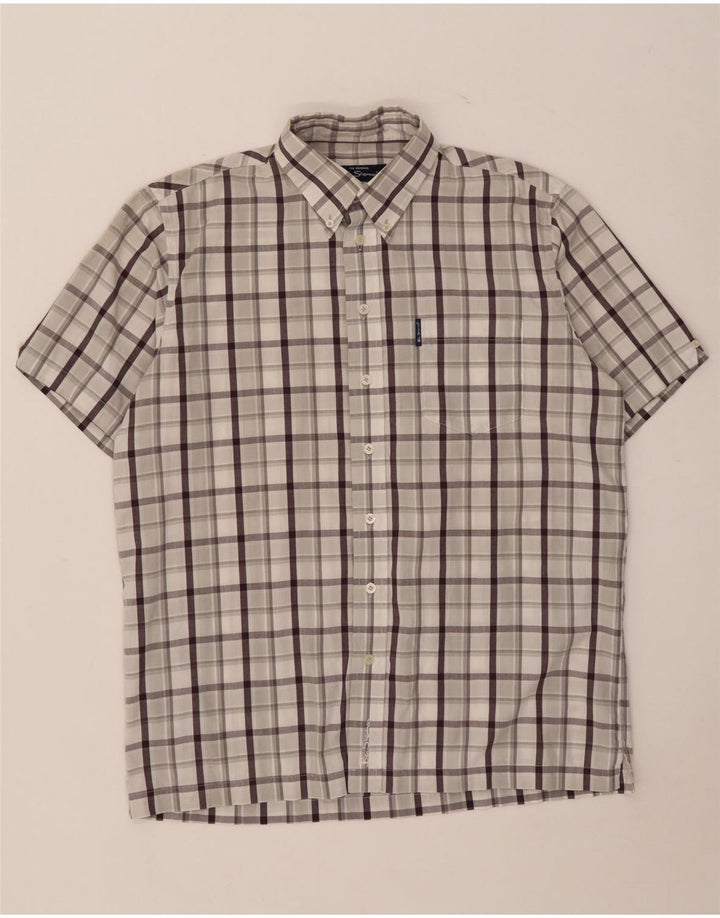 Męska koszula z krótkim rękawem Ben Sherman, bawełniana w średnią szarą kratkę