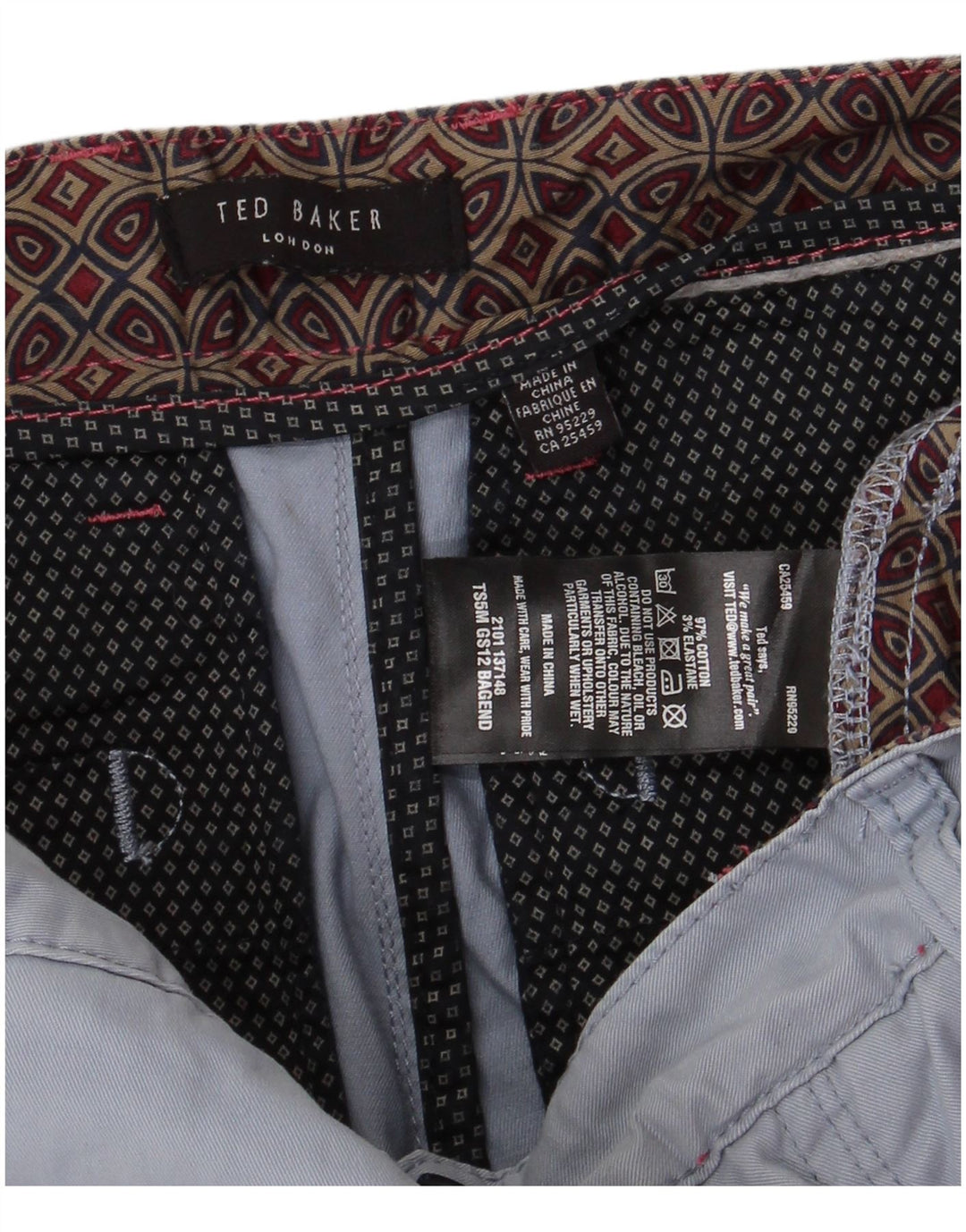 Męskie spodenki chino TED BAKER W32, średnioniebieskie, bawełniane