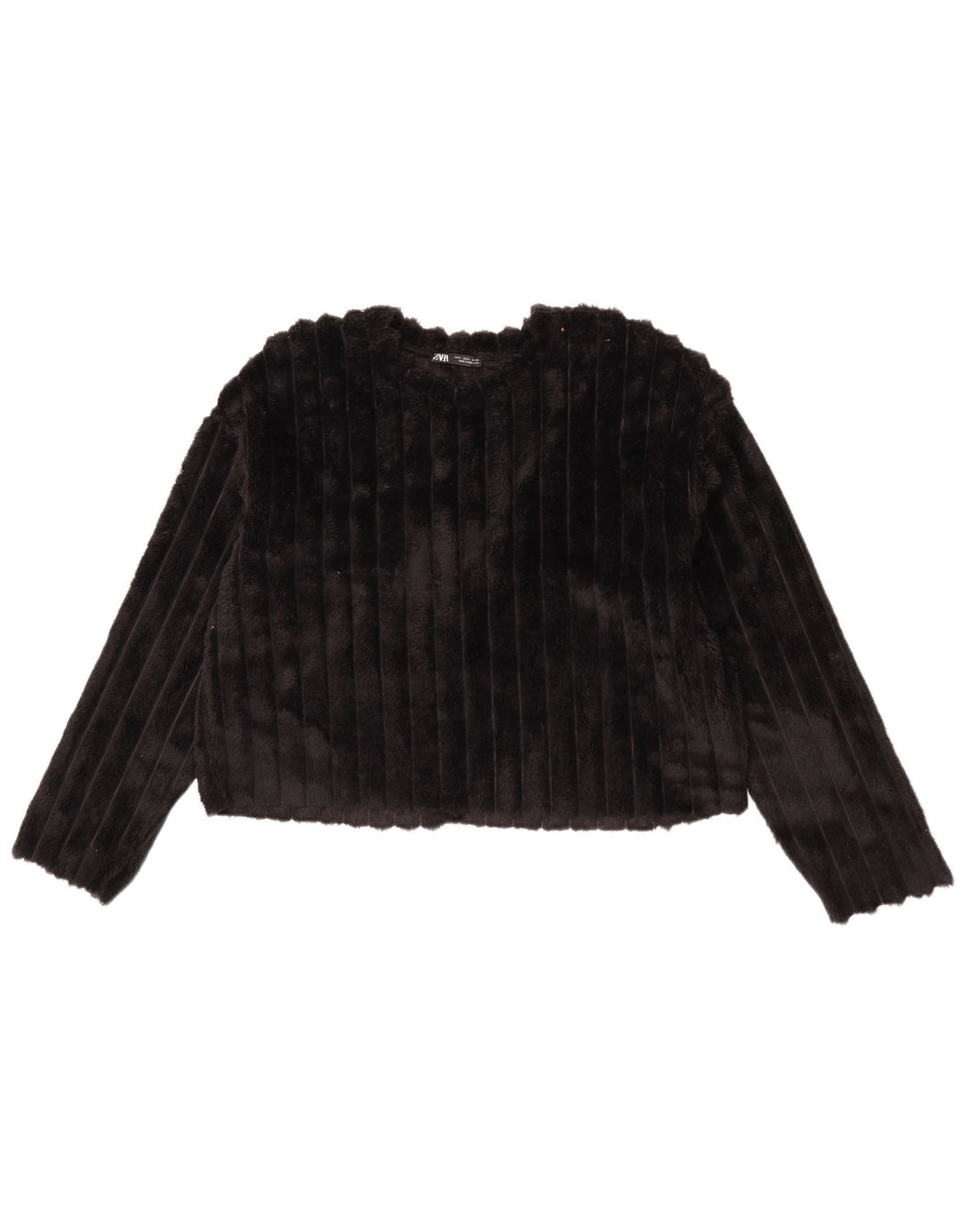 Damski sweter oversize Zara z polaru UK 8, mały, czarny poliester