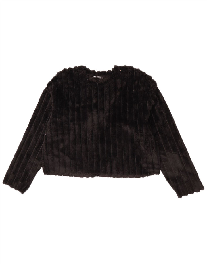 Damski sweter oversize Zara z polaru UK 8, mały, czarny poliester