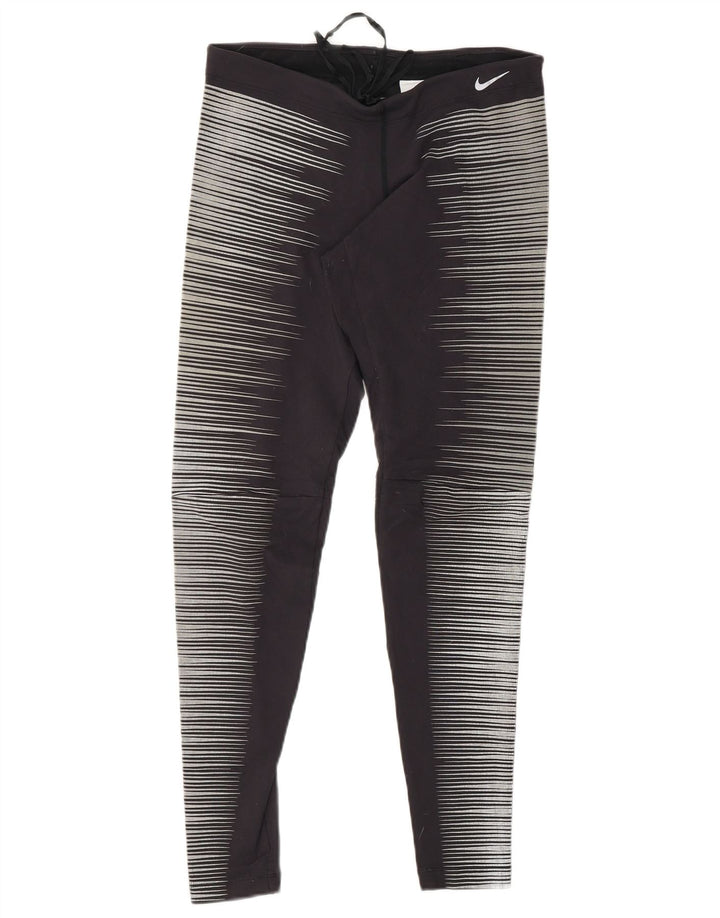 Damskie legginsy NIKE Dri Fit UK 8, małe, szare nylonowe prążki