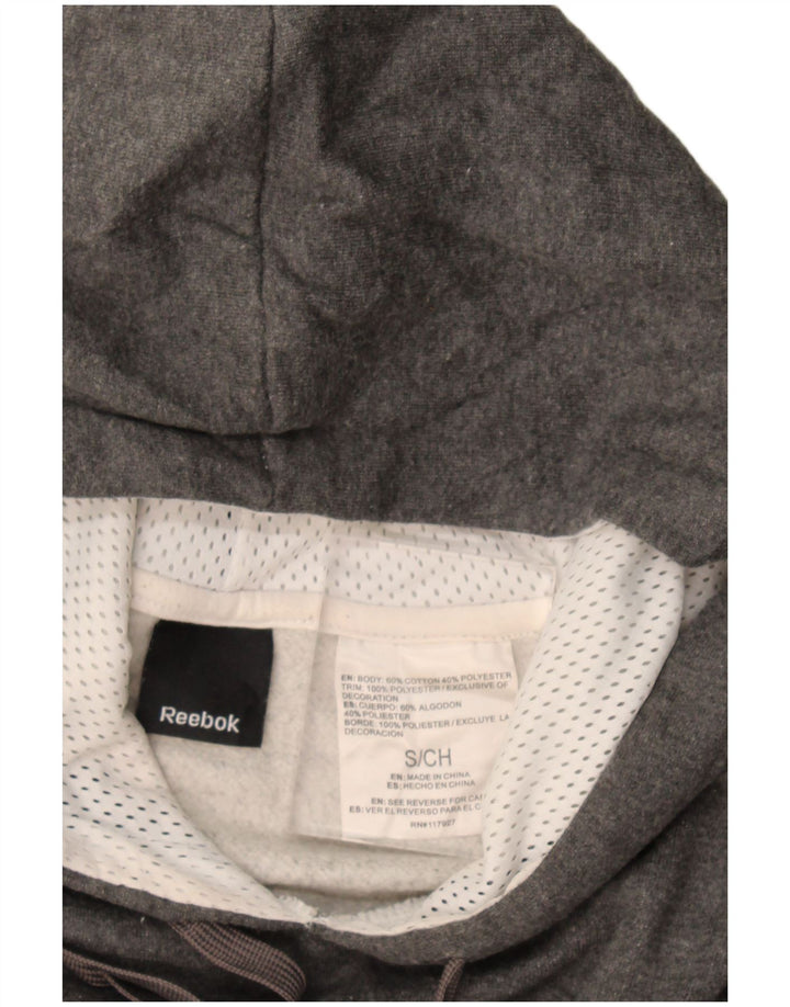 Męski sweter z kapturem Reebok z grafiką, mały, szary, bawełniany