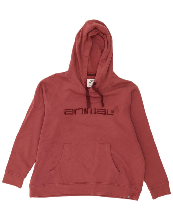 Damska bluza z kapturem z grafiką zwierzęcą, oversize UK 18 XL, czerwona bawełna