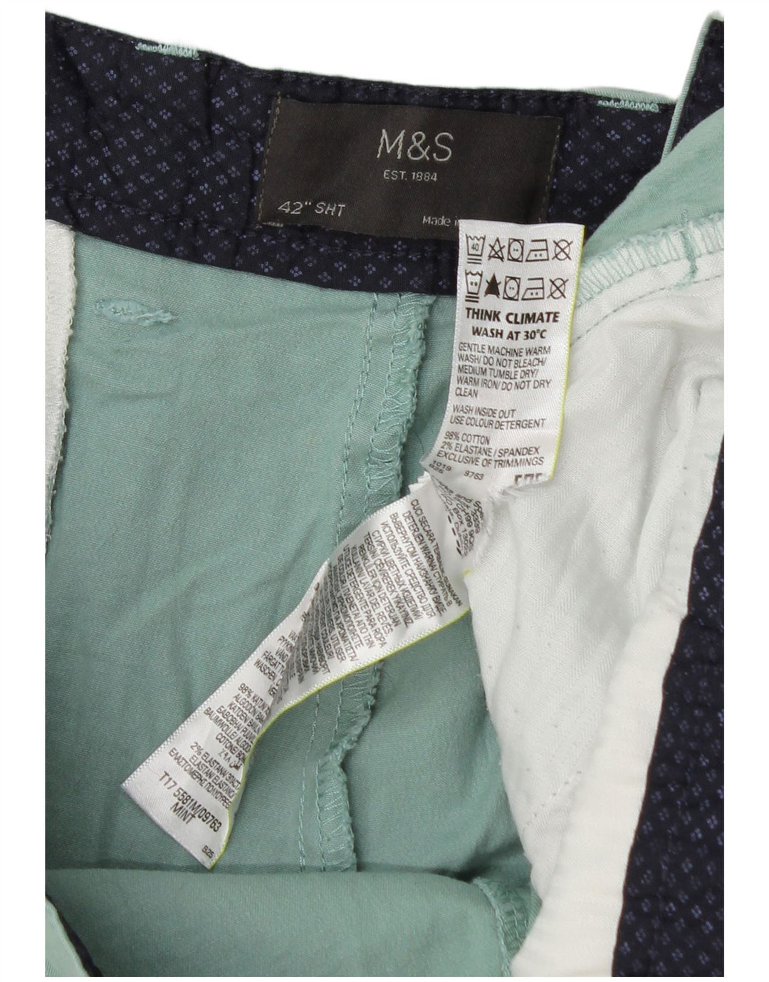 Męskie spodenki Chino Marks & Spencer W42 2XL, zielone, bawełniane