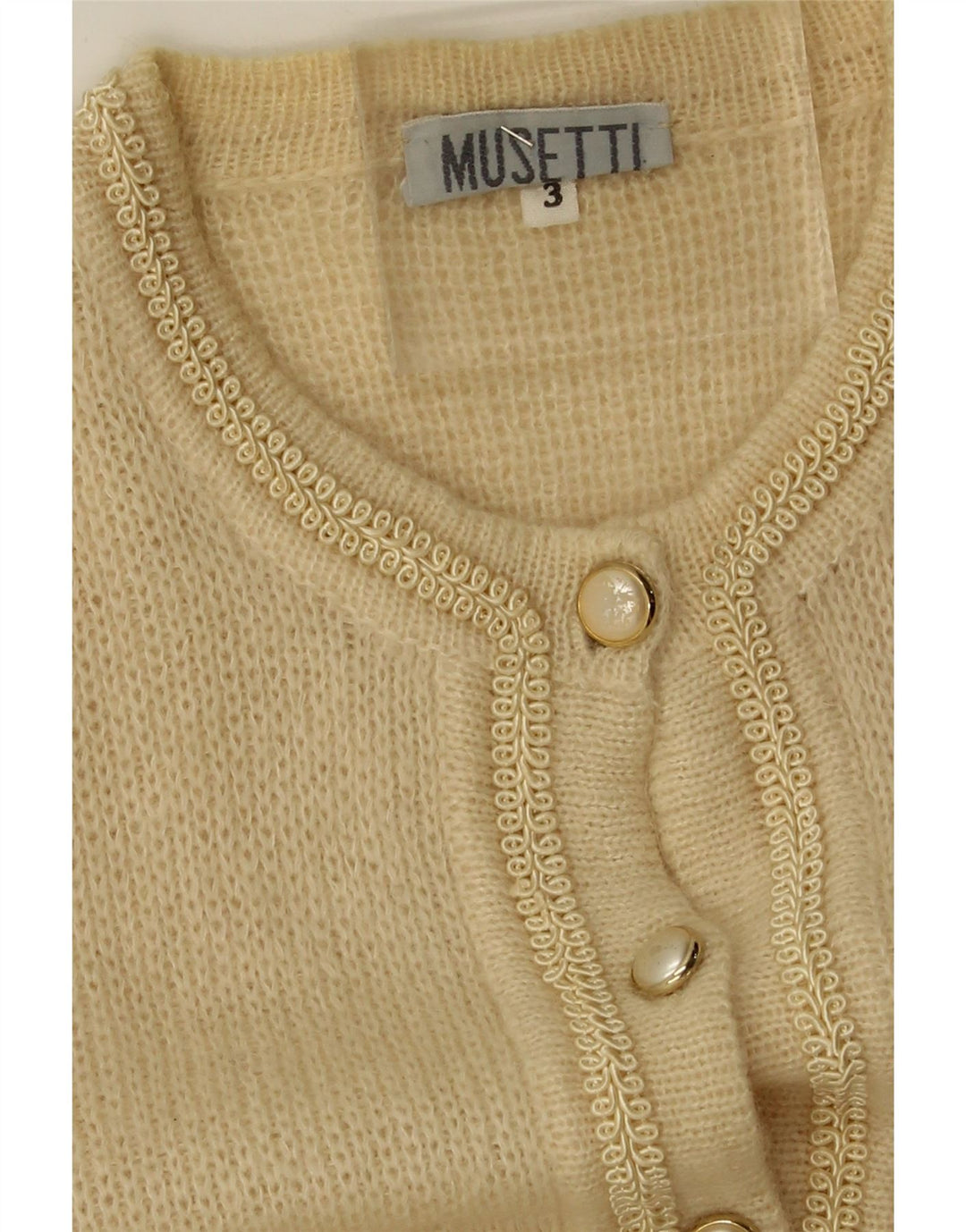 MUSETTI Womens Cardigan Sweater UK 14 Medium Beige Vintage Musetti and Second-Hand Musetti from Messina Hembry 
