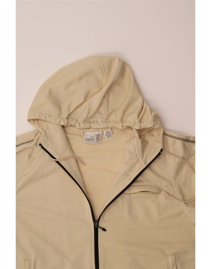 PUMA Womens Zip Hoodie Sweater UK 14 Large Beige Polyester Vintage Puma and Second-Hand Puma from Messina Hembry 