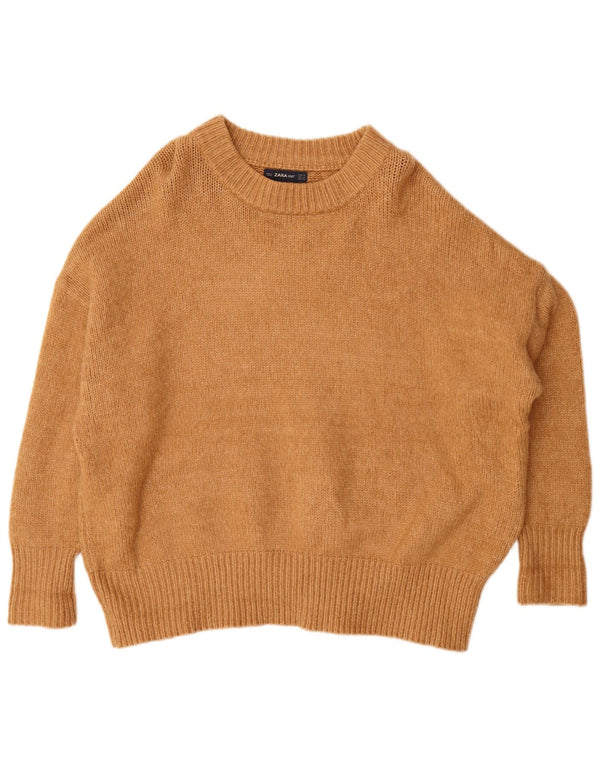 Damski sweter oversize z dekoltem w łódkę Zara UK 14 Średni brąz