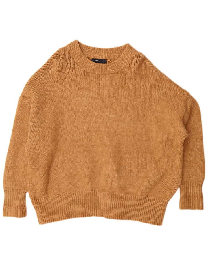 Damski sweter oversize z dekoltem w łódkę Zara UK 14 Średni brąz
