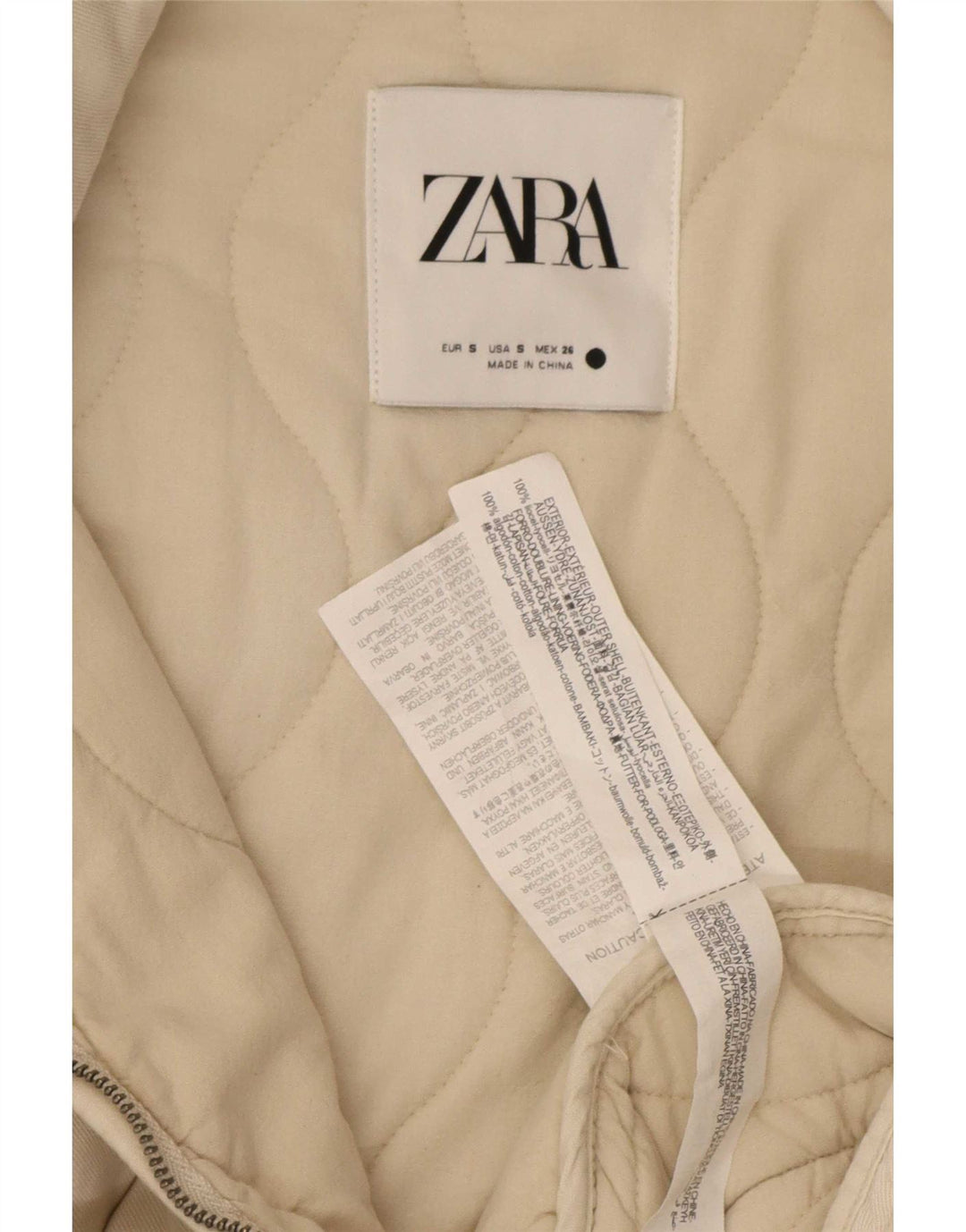 Damska pikowana kurtka oversize Zara UK 10 Small, beżowa, bawełniana