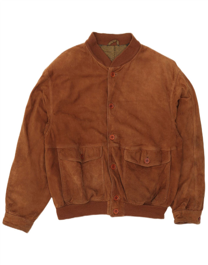 Vintage męska zamszowa kurtka bomber IT 54 2XL brązowa skóra