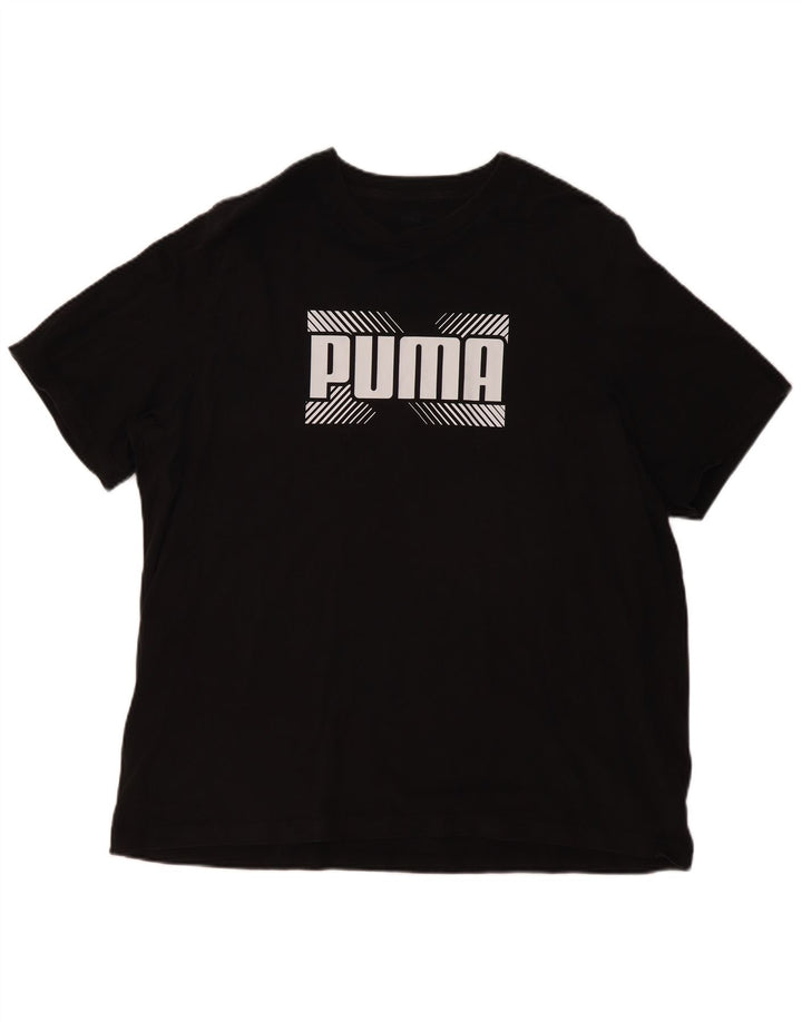 Męski T-shirt z grafiką PUMA, top 2XL, czarna bawełna