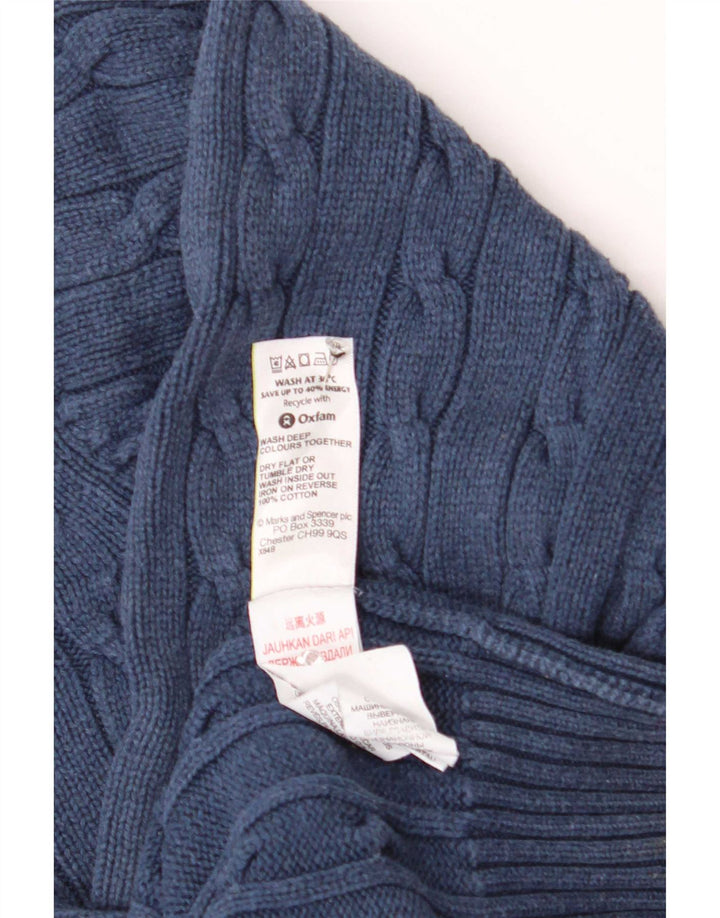 Męski sweter Marks & Spencer Blue Harbor z okrągłym dekoltem, średni granat