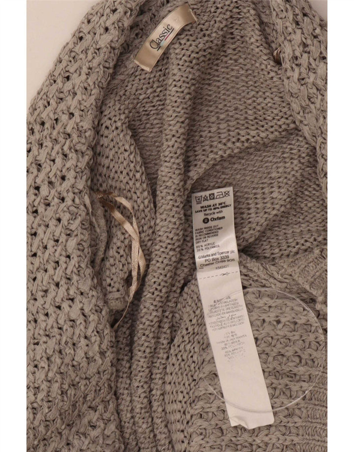 Marks & Spencer Damski klasyczny sweter rozpinany UK 16, duży, szary