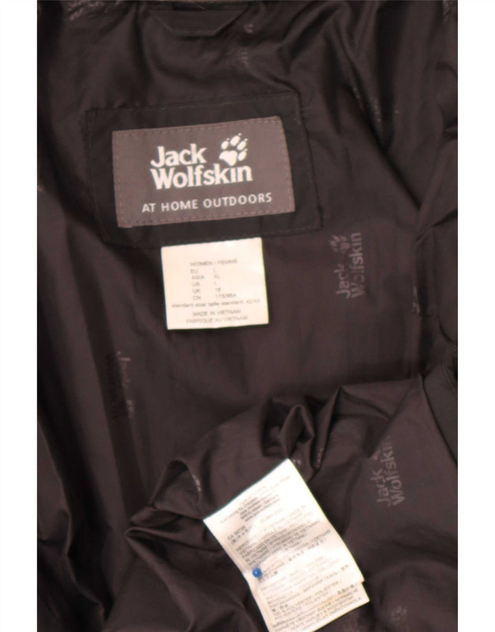Damski ocieplany płaszcz z kapturem Jack Wolfskin UK 16, duży, czarny poliester
