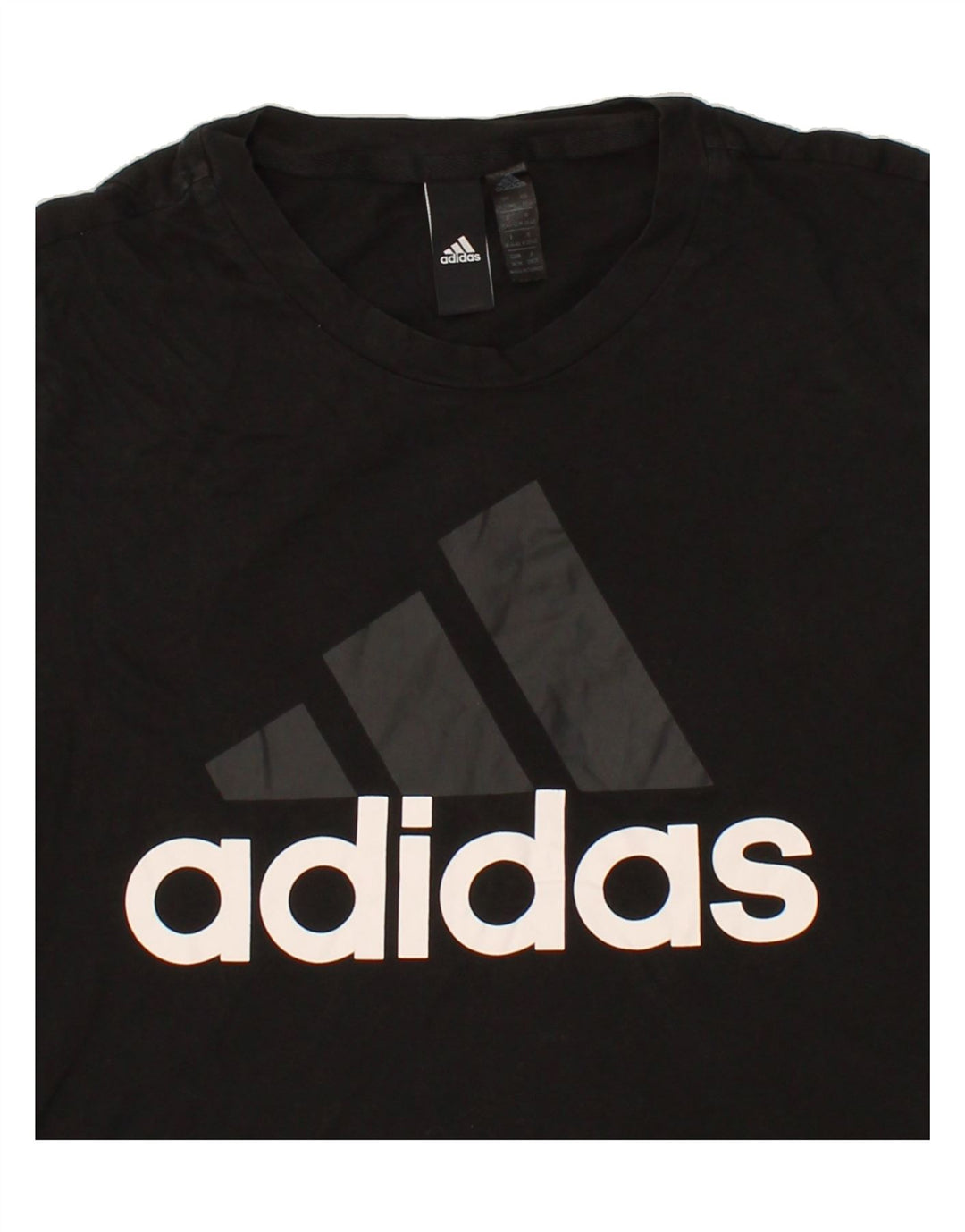 ADIDAS Womens Graphic T-Shirt Top UK 12/14 Medium Black Vintage Adidas and Second-Hand Adidas from Messina Hembry 