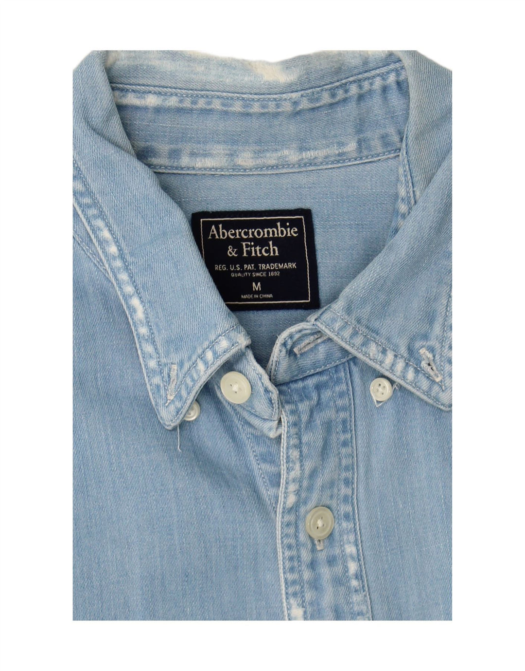 ABERCROMBIE & FITCH Mens Distressed Denim Shirt Medium Blue Cotton