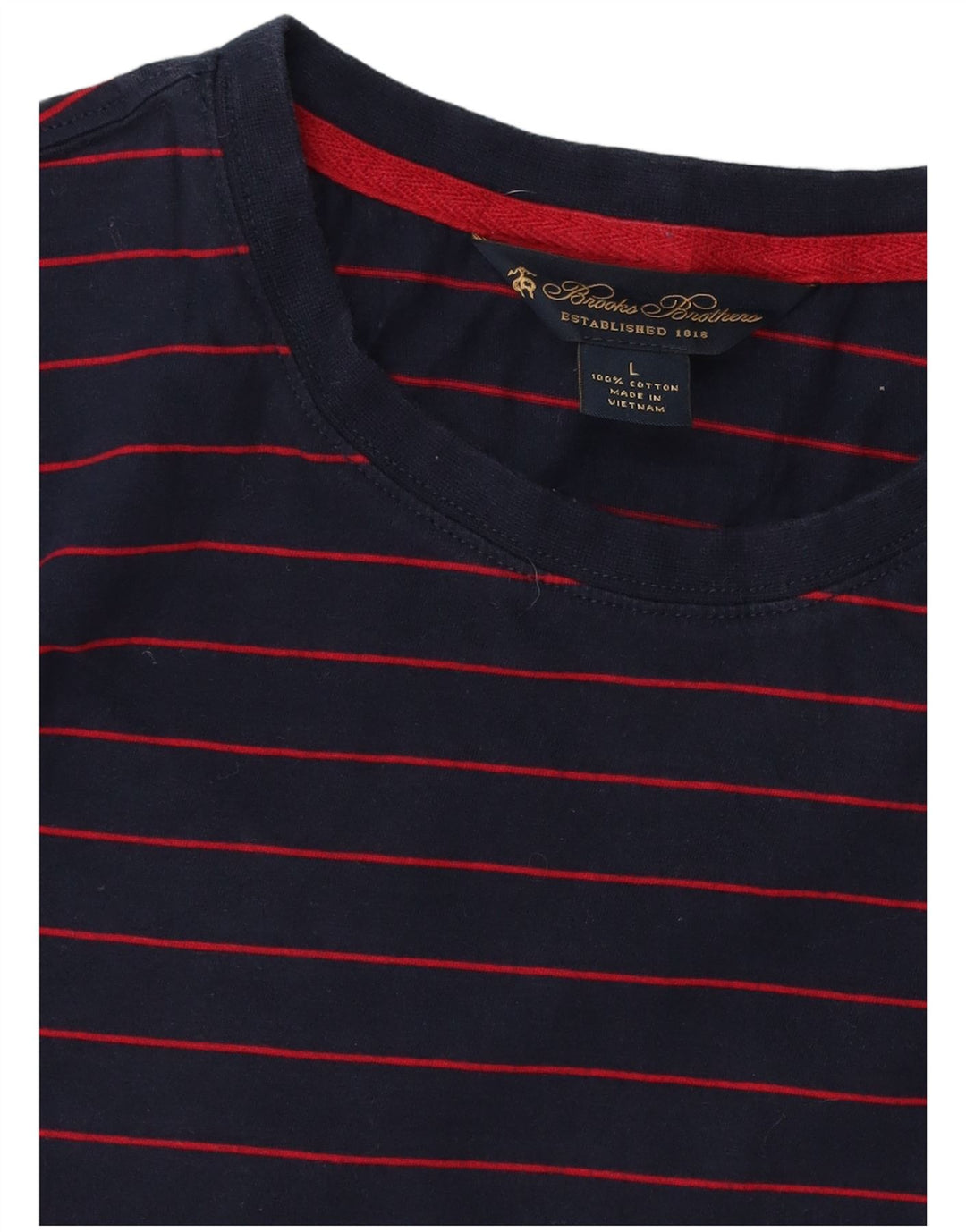 BROOKS BROTHERS T-shirt męski, duży, bawełniany, granatowy w prążki