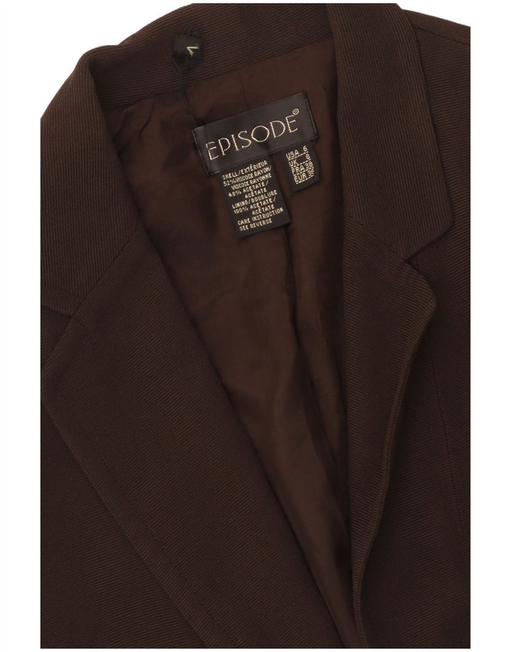 Damska marynarka zapinana na 1 guzik Epizod UK 8 Small Brown Wiskoza