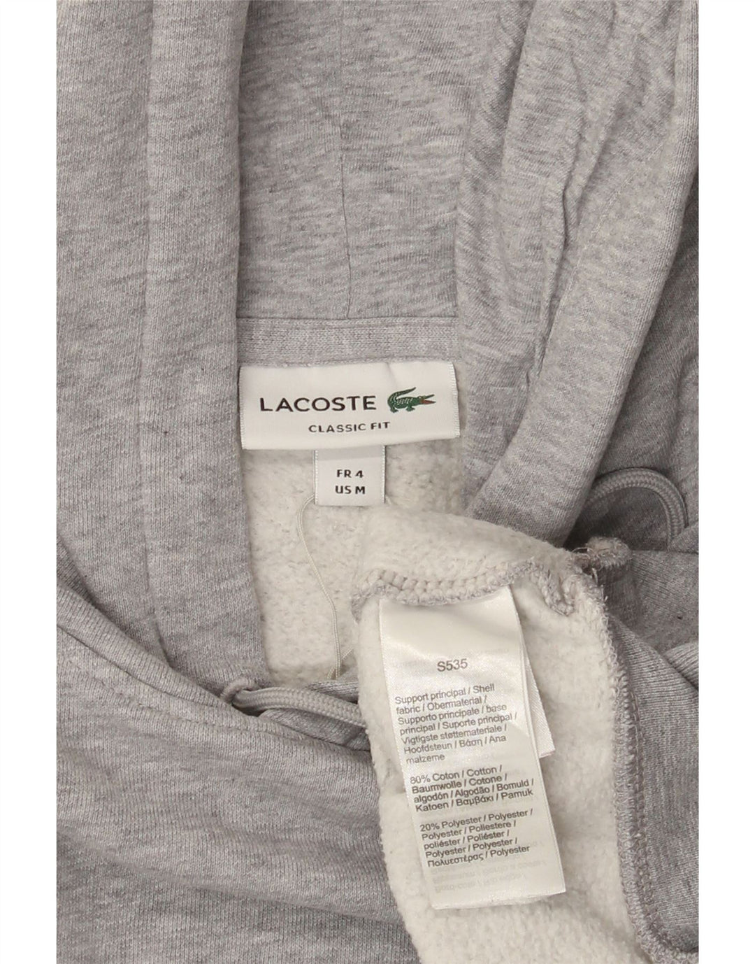 Męski sweter z kapturem i grafiką Lacoste, rozmiar 4, średni szary, blok kolorów