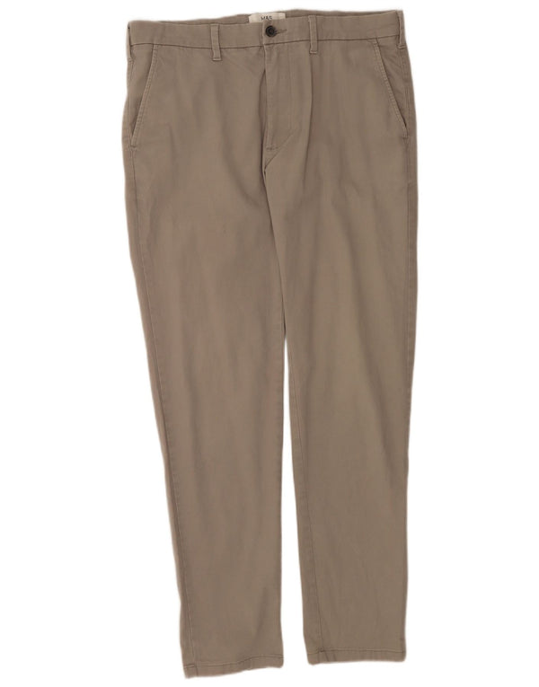 Marks & Spencer Męskie spodnie Chino Slim Fit W34 L31 Szara bawełna