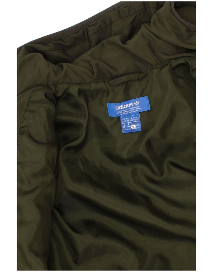 Adidas Chłopięca Wyściełana Kurtka Z Kapturem 7-8 Lat Khaki Poliester