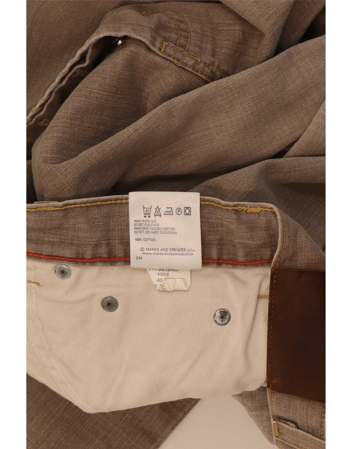 Marks & Spencer Męskie proste dżinsy W40 L33, bawełniane, khaki