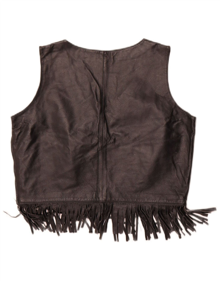 Damski krótki top WOODPECKER z kolekcji casual, EU 42, średnia czarna skóra