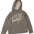 NIKE Boys Graphic Hoodie Jumper 12-13 Years Large Grey Flecked Polyester Vintage Nike and Second-Hand Nike from Messina Hembry 