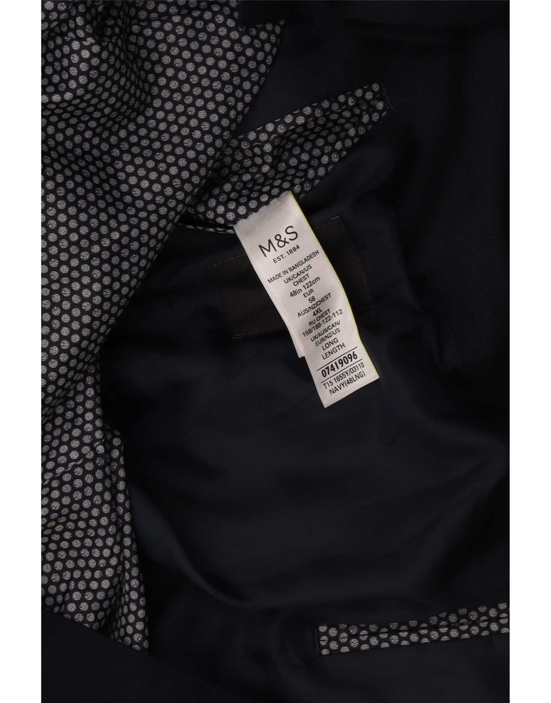 Marks & Spencer Męska marynarka zapinana na 2 guziki UK 48 2XL Granatowy poliester