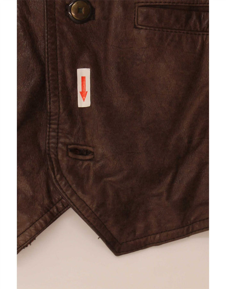 Vintage męska kamizelka skórzana IT 58 2XL brązowa