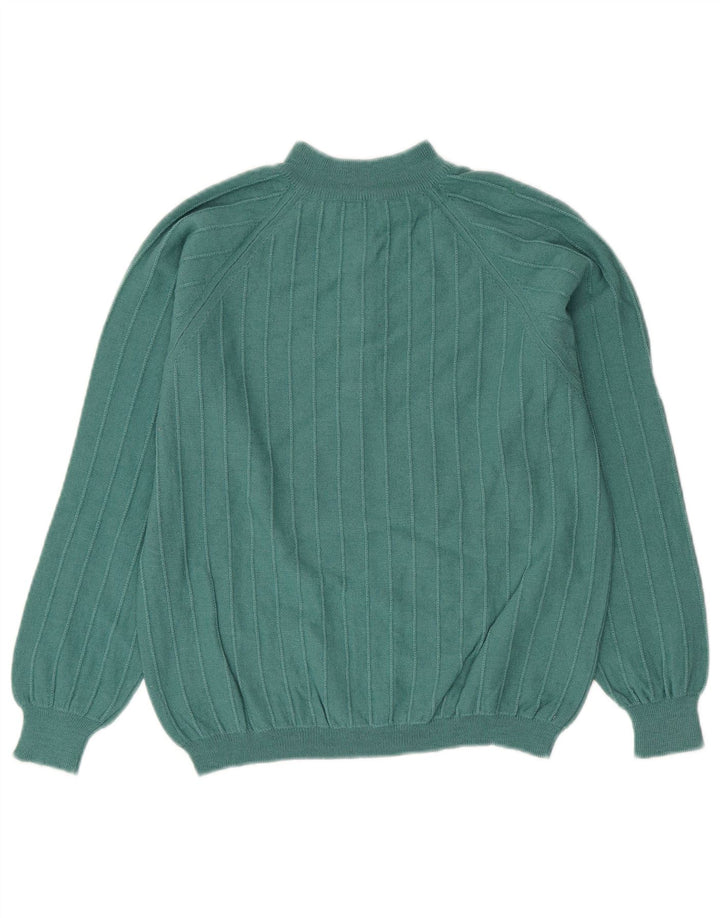 Damski sweter zapinany na guziki w stylu vintage, UK 14, średni zielony