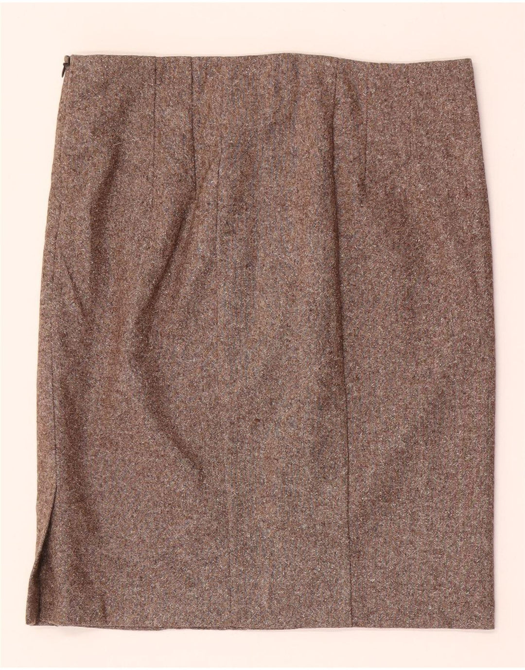 Spódnica damska Benetton Mini Straight IT 42 Medium W28 Brązowa wełniana nakrapiana