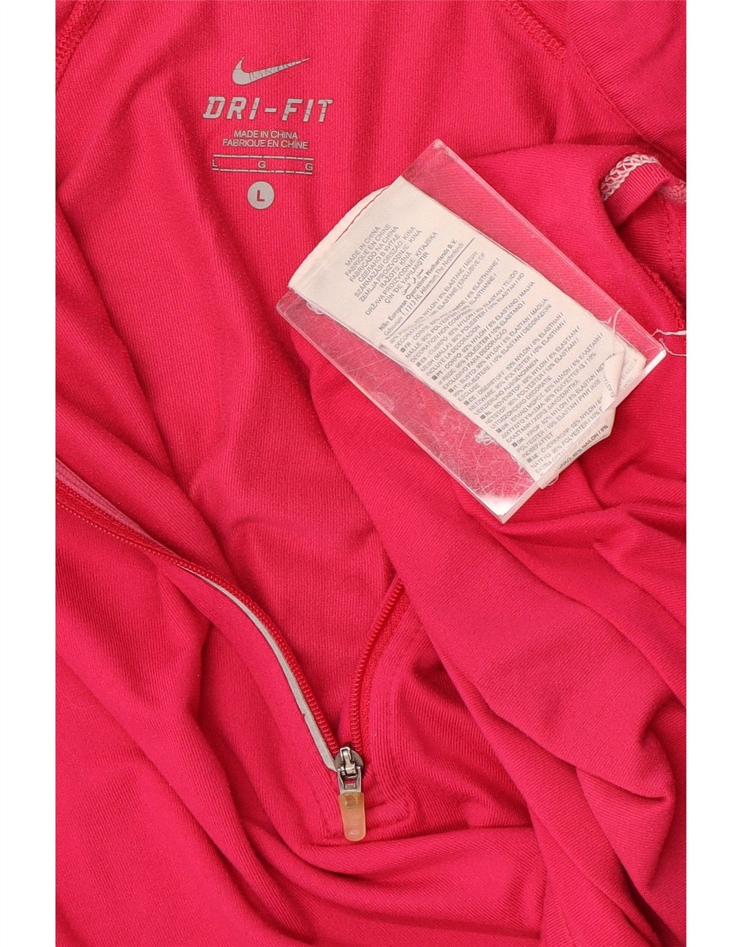 Damski dres Nike Dri Fit z zamkiem błyskawicznym na szyi, UK 16, duży, różowy nylon