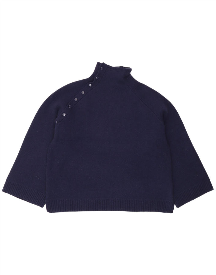 Damski sweter oversize z golfem Zara UK 10 Small, granatowy, wełniany