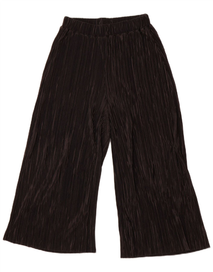 Damskie spodnie Capri z szeroką nogawką ZARA XS W24 L23 Czarny poliester