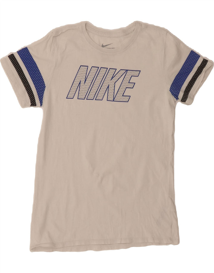 NIKE Womens Graphic T-Shirt Top UK 12 Medium Off White Cotton Vintage Nike and Second-Hand Nike from Messina Hembry 