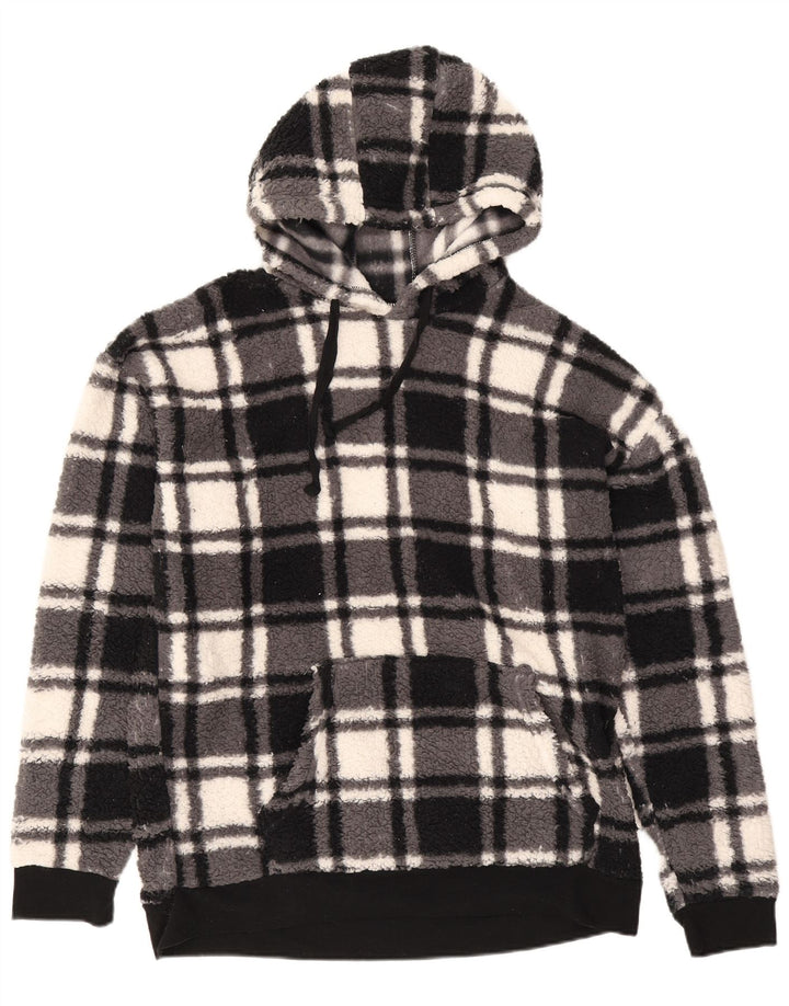 Męski sweter polarowy z kapturem Penguin, poliester w średnią czarną kratkę